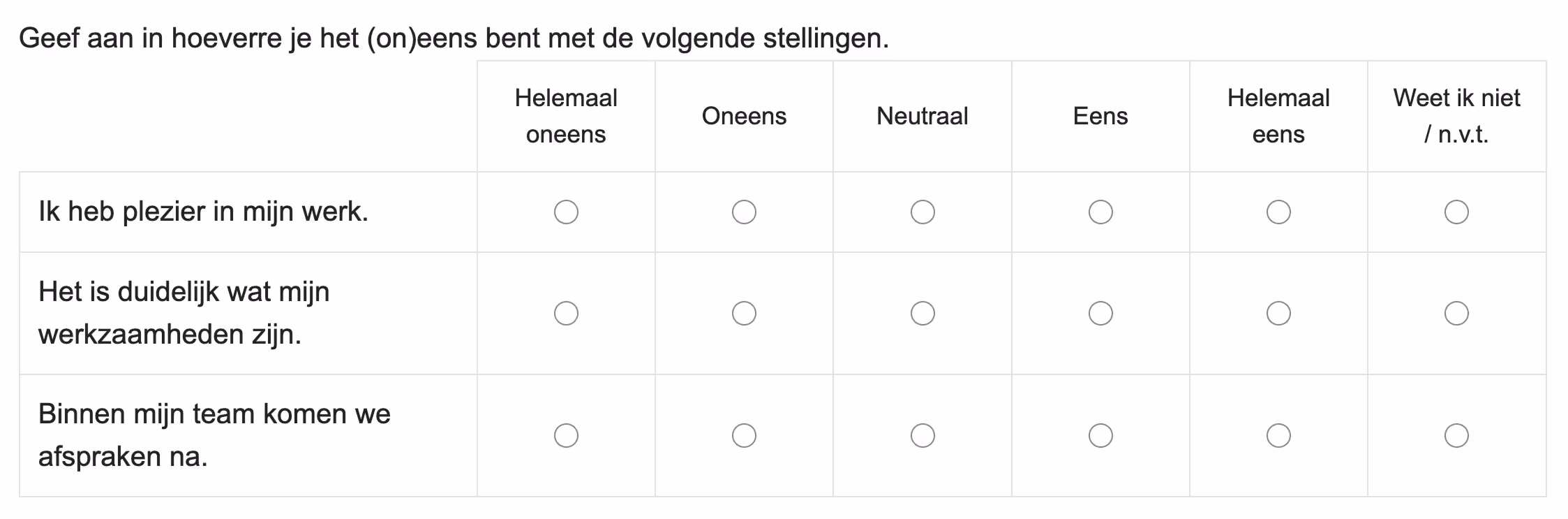voorbeeld matrixvraag